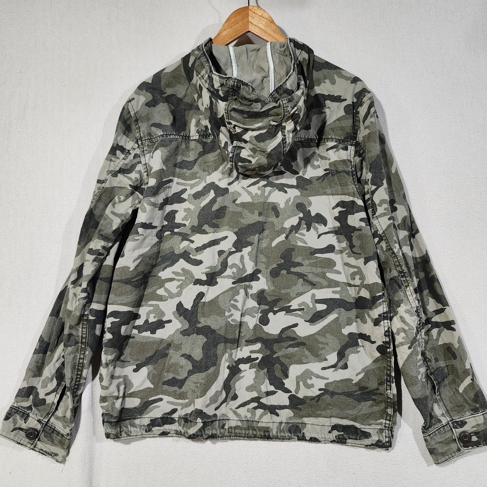 Old Navy Mens Green Camo Hooded Field Jacket Utility Cotton Canvas Size Medium - Picture 6 of 15